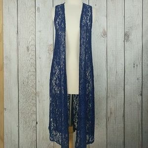 NWT LuLaRoe Joy blue lace vest sz XS